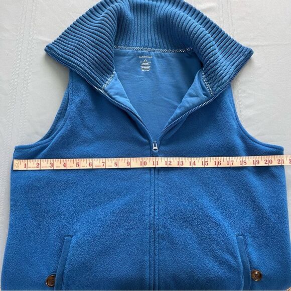 Lands End Turquoise Thick Lined Fleece Vest Large Zip Front - Picture 8 of 10